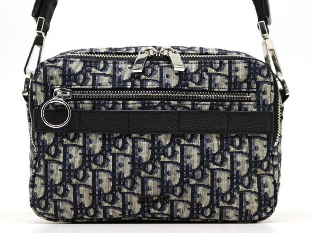 Christian Dior SAFARI Messenger Bag Oblique Jacquard Beige Cream Black